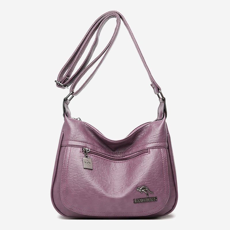 Soft Leather Double Compartment Crossbody Bag