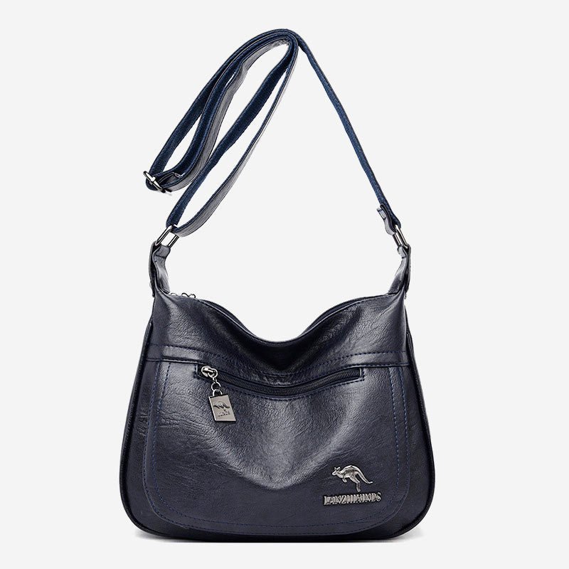 Soft Leather Double Compartment Crossbody Bag