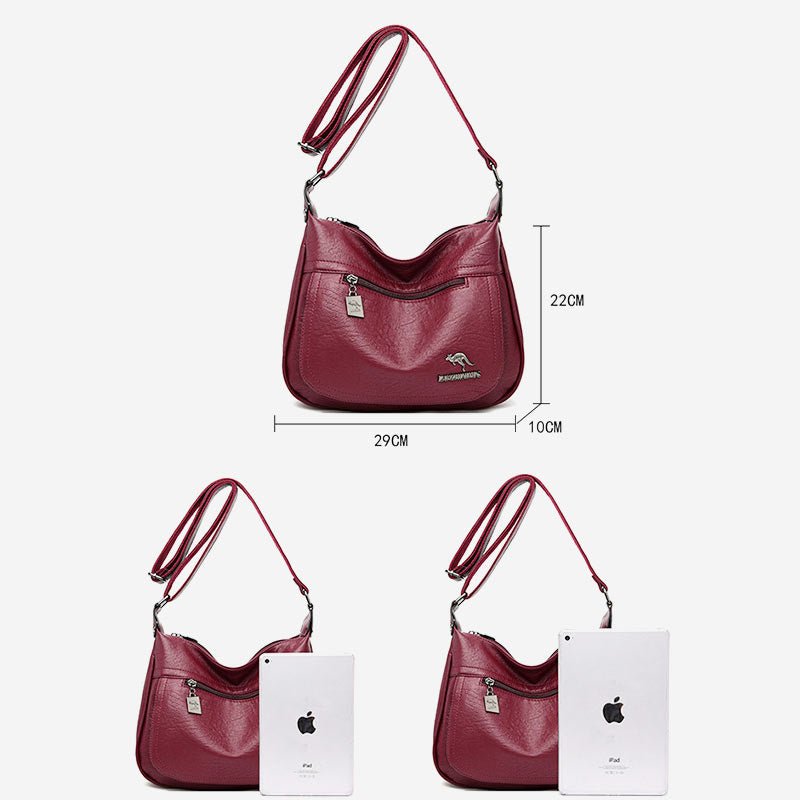 Soft Leather Double Compartment Crossbody Bag