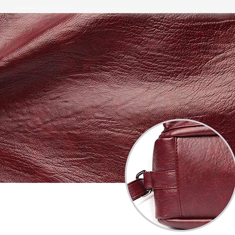 3-Way Use Backpack Multi-Pocket Leather Zip Crossbody Shoulder Bag