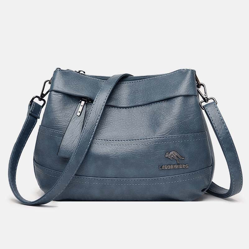 Triple Compartment Leather Handbag