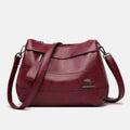 Triple Compartment Leather Handbag