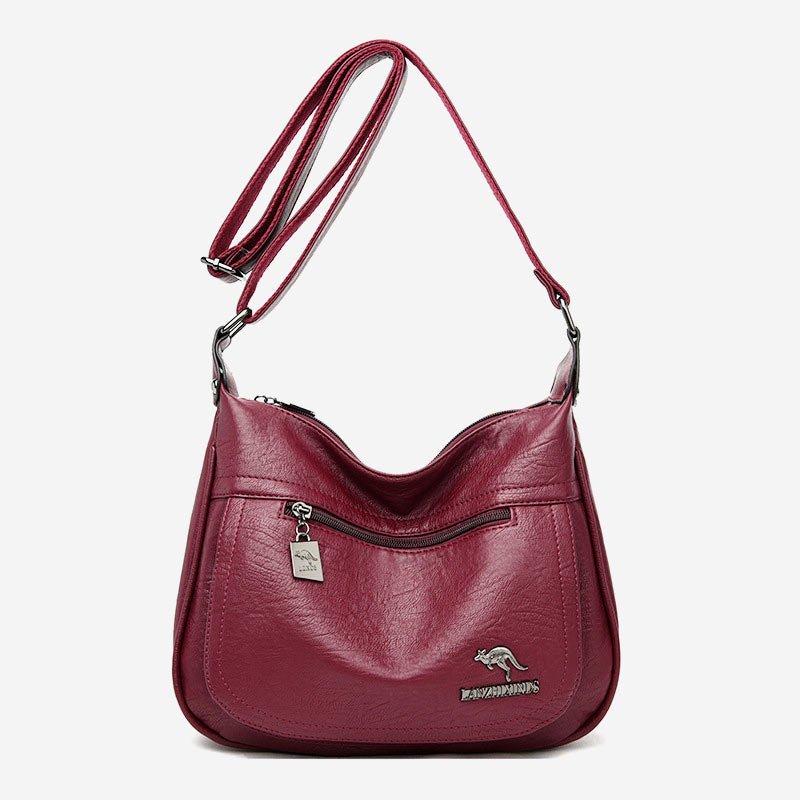 Soft Leather Double Compartment Crossbody Bag