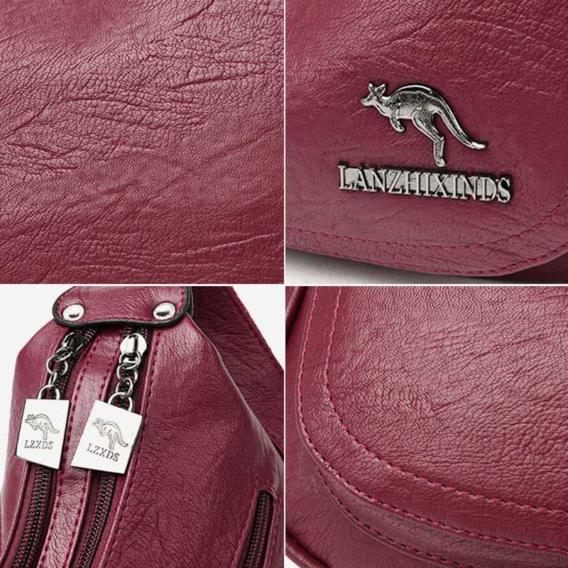 Soft Leather Double Compartment Crossbody Bag